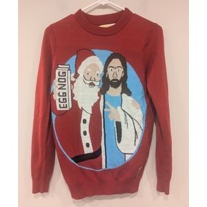 Tipsy Elves Red Eggnog Jesus Santa Ugly Christmas Sweater Size Small